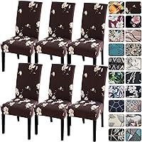 Senllori Dining Room Chair Covers Set of 6,Stretch Printed Pattern Parsons Chair Slipcovers Spandex Removable Washable Kitchen Seat Protector Cover for Kitchen,Hotel,Restaurant,Ceremony