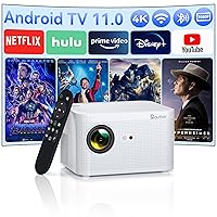 Smart Projector, Mini Projector with Wifi and Bluetooth 5.2, Full HD 1080p Projector with Android TV 11.0, 500ANSI Outdoor Projector of Electric Focus, Built in Netflix/YouTube,8000+ Apps