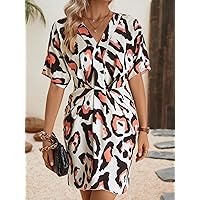 Dresses for Women Women's Dress Allover Print Batwing Sleeve Dress Dresses