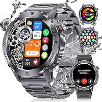 LIGE Men's Smart Watch with Bluetooth Calling, 1.43 Inch Amoled Smartwatch with Heart Rate Monitor Sleep Monitor Pedometer Sport Modes, IP68 Waterproof Wrist Watch, Android iOS