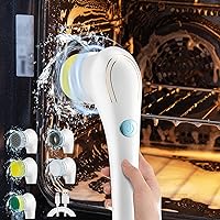 Handheld Electric Cleaning Brush, Multifunctional Cleaning Brush with 5 Replaceable Brush Heads, Portable,Mobile,IPX7 Water-Proof,One-Click to Start,for Cleaning Bathtub, Wall, Tile, Toilet