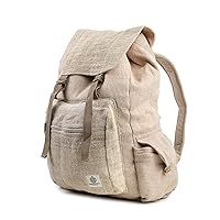 Large Hemp Backpack - Eco Friendly Unisex Rustic Bag Durable Day Backpack by Freakmandu White