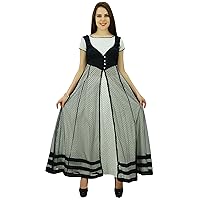 Women Ethnic Top Cotton Polka Dot Pattern Anarkali Kurti Dress Designer