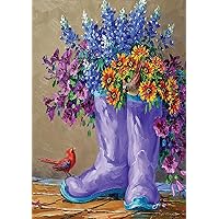 1012682 Boots and Bluebonnets Spring Flag, Double Sided for Outdoor Summer House Yard Decoration