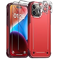Oterkin for iPhone 14 Pro Case,[15ft Military Dropproof] 14 Pro Case,Come with[2X 9h Hd Screen Protector&Camera Lens Protector],[Box Style] Shockproof Heavy Duty Case for iPhone 14 Pro (Red)
