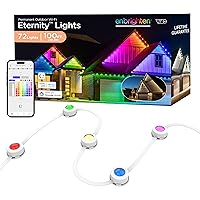Enbrighten Eternity Permanent Outdoor Lights, 100ft with 72 RGBWIC LEDs, Smart Eave Lights, Endless Light Colors, Daily and Accent Lighting, IP67 Waterproof, Compatible with Alexa, Google Home, 81103