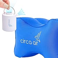 Circa Air Inflatable Knee Pillow (Blue) and Mini Pump Bundle - Travel Knee Pillow for Side Sleepers, Sciatica Relief, or Joint Pain + Rechargeable USB Mini Air Pump, Small Portable Travel Pump
