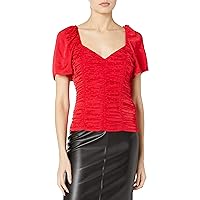 Parker Women's Flutter Sleeve Top with Sweetheart Neckline and Ruching on The Bodice