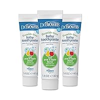 Dr. Brown's Fluoride-Free Baby Toothpaste, Infant & Toddler Oral Care, Apple Pear, 3-Pack, 1.4oz/40g, 0-3 years