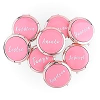 Set of 5-10, Rose Gold Compact Mirrors with Your Name Travel Pocket Mirrors Wife Anniversary Pink Bulk Bridesmaid Gifts