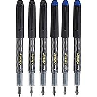 Pilot Varsity Disposable Fountain 6 Pack Combo, 3 Black and 3 Blue Pens