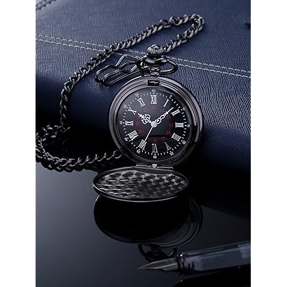 Mudder Smooth Antique Quartz Pocket Watch with Steel Chain