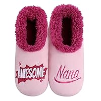Snoozies Pairable Slipper Socks - Funny House Slippers for Women, Non-Slip Fuzzy Slipper Socks - Awesome Nana