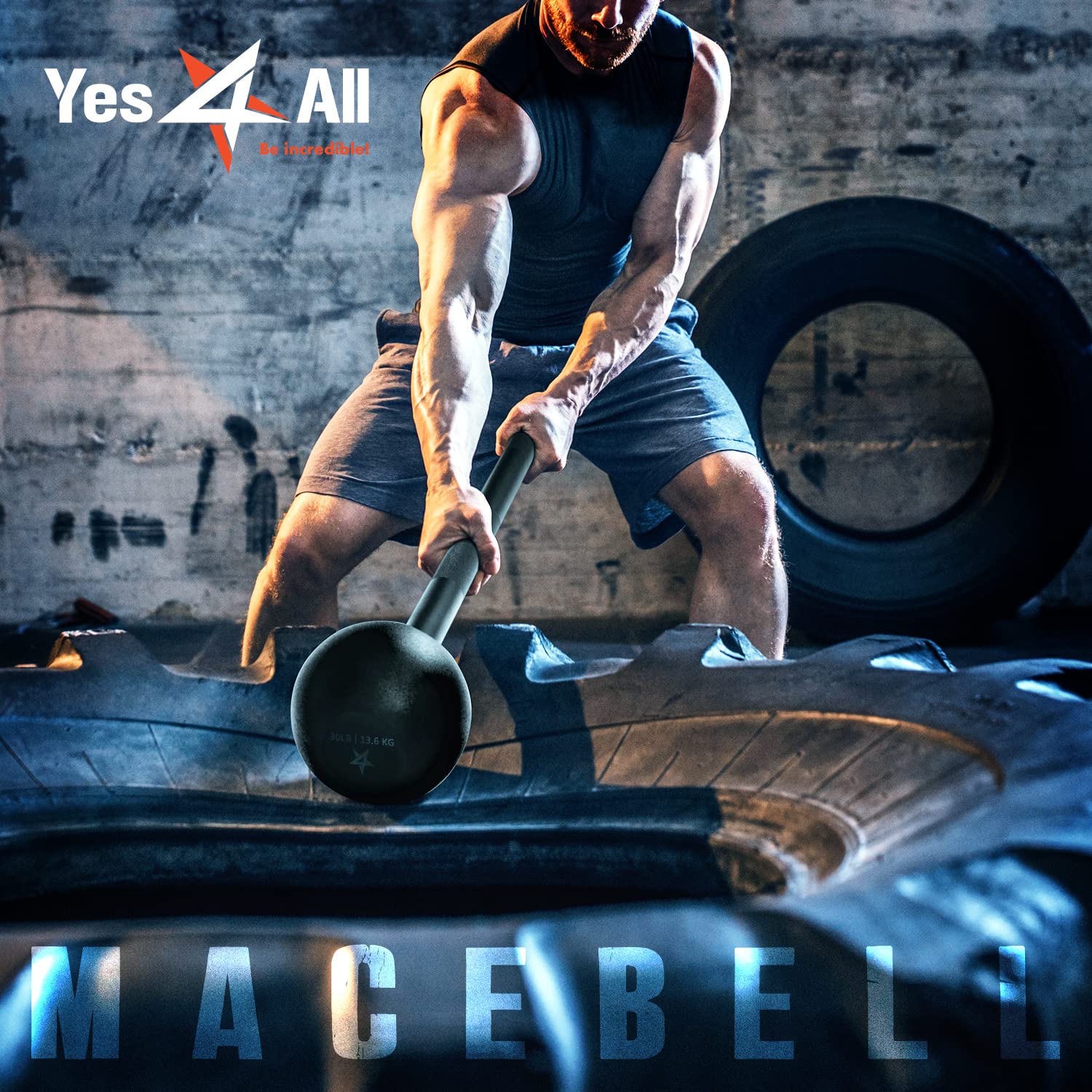 Yes4All Steel Mace Bell for Strength Training - Support Full Body, Muscles, Shoulder, Grips & Forearms Workouts 5 to 30lbs For Woman & Man