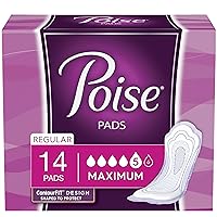 Poise Maximum Absorbency Pads with Leak-Block Sides, 14 Count