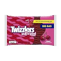 TWIZZLERS PULL 'N' PEEL Cherry Flavored Licorice Style, Low Fat Candy Big Bag, 28 oz, Pack of 1