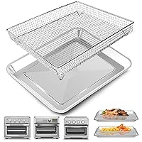 Air Fryer Basket Tray Replacement for Cuisinart TOA-60 TOA-65 TOA-70 Toaster Air Fryer Convection Oven, 12.2 * 11'' Mesh Air Fryer Stainless Steel Basket Wire Rack Accessories Parts, Dishwasher Safe