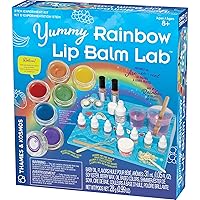 Yummy Rainbow Lip Balm Lab STEM Kit | Make Lip Balms, Glosses | Strawberry, Grape, Banana Flavors & Cosmetic Jars | Chemistry & Biology of Skin Care | 2-Language (EN/FR)