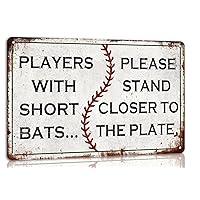 Funny Bathroom Sign Players With Short Bats Please Stand Closer to the Plate Retro Baseball Metal Sign for Home Bar Toilet Bathroom Decor Wall Decorations Art Vintage Sports Poster 8x12 Inch