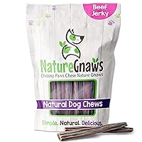 Nature Gnaws Beef Jerky Sticks for Dogs - Single Ingredient Beef Gullet Chew Treats - Simple Natural Delicious Dog Chews - Training Reward - 5-6 Inch