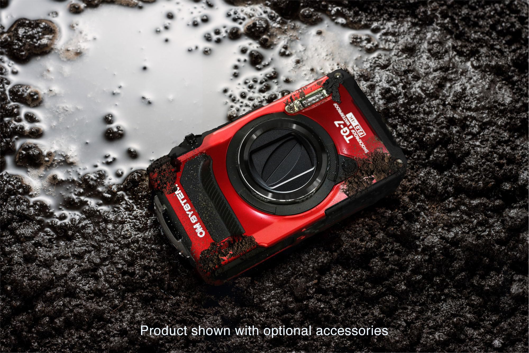 OM System Tough TG-7 Red Underwater Camera, Waterproof, Freeze Proof, High Resolution Bright, 4K Video 44x Macro Shooting