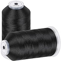New brothread - 2 Huge Spools 5000M Each Polyester Embroidery Machine Thread 40WT for Commercial and Domestic Machines - Black