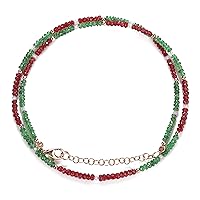 Chrome diopside Ruby Necklace, Beaded Necklace Gemstone beads necklace red necklace for party and marriages, multi stone strand necklace