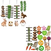 5pcs Rabbit Toys + 30Pcs Bunny Chew Toys，Hanging Timothy Hay Ball Apple Stick Wood +Alfalfa Grass Cake Food Snack for Cage Guinea Pig Chinchilla Hamster Squirrel Gerbil Rat
