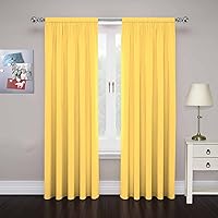 Eclipse Cadenza Microfiber Rod Pocket Panel Pair, Light Filtering Window Curtains, 84 in long x 40 in wide, (2 Panels), Mimosa