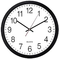 Bernhard Products Black Wall Clock, Silent Non Ticking - 16 Inch Extra Large Quality Quartz Battery Operated Round Easy to Read Home/Office/Business/Kitchen/Classroom/School Clocks