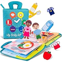 deMoca Busy Book for Toddlers, Montessori Daily Activity Quiet Book with 10 Pages for Learning Boys and Girls, Sensory Cloth Activity Book with Interactive Activities for 3 Years, Packaging May Vary