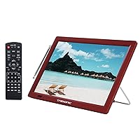 Trexonic Portable Rechargeable 14 Inch LED TV with HDMI, SD/MMC, USB, VGA, AV in/Out and Built-in Digital Tuner, Red