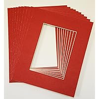 topseller100, Pack of 10 RED 8x10 Picture Mats Matting with White Core Bevel Cut for 5x7 Pictures