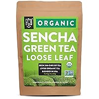 FGO Organic Sencha Loose Leaf Tea, Resealable Kraft Bag, 16oz, Packaging May Vary (Pack of 1)