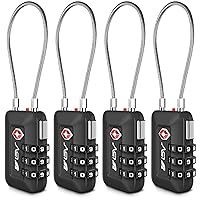 TSA Approved Luggage Travel Lock, Set-Your-Own Combination Lock for School Gym Locker, Luggage Suitcase Baggage Locks, Filing Cabinets, Toolbox, Case (Black, 4 Pack)