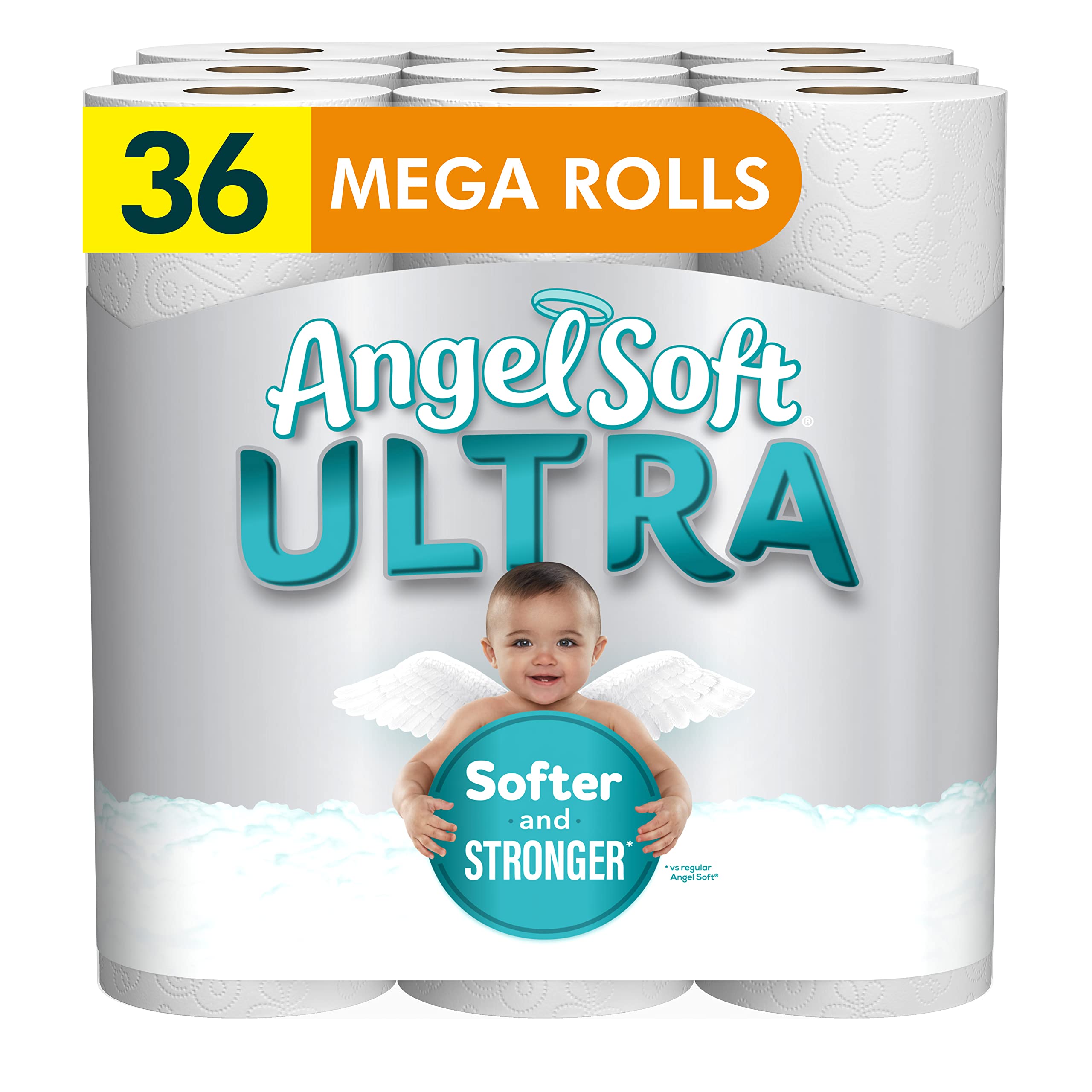 Angel Soft® Ultra Toilet Paper, 36 Mega Rolls, 2-Ply Bath Tissue