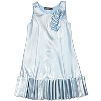 Girls's Glimmery Glam Dress with Gathering in Blue, Sizes 4-16