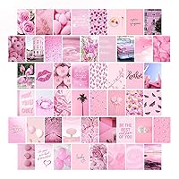 WOONKIT Pink Aesthetic Pictures, Collage Kit for Wall, Pink Room Wall Bedroom Dorm Decor, Room Decor for Teen Girls, Trendy 50pcs 4x6 inch