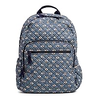 Vera Bradley Women's Cotton Campus Backpack, Bees Navy - Recycled Cotton, One Size