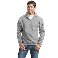 Jerzees Men's Super Sweats Quarter Zip Sweatshirt, Medium, Ash