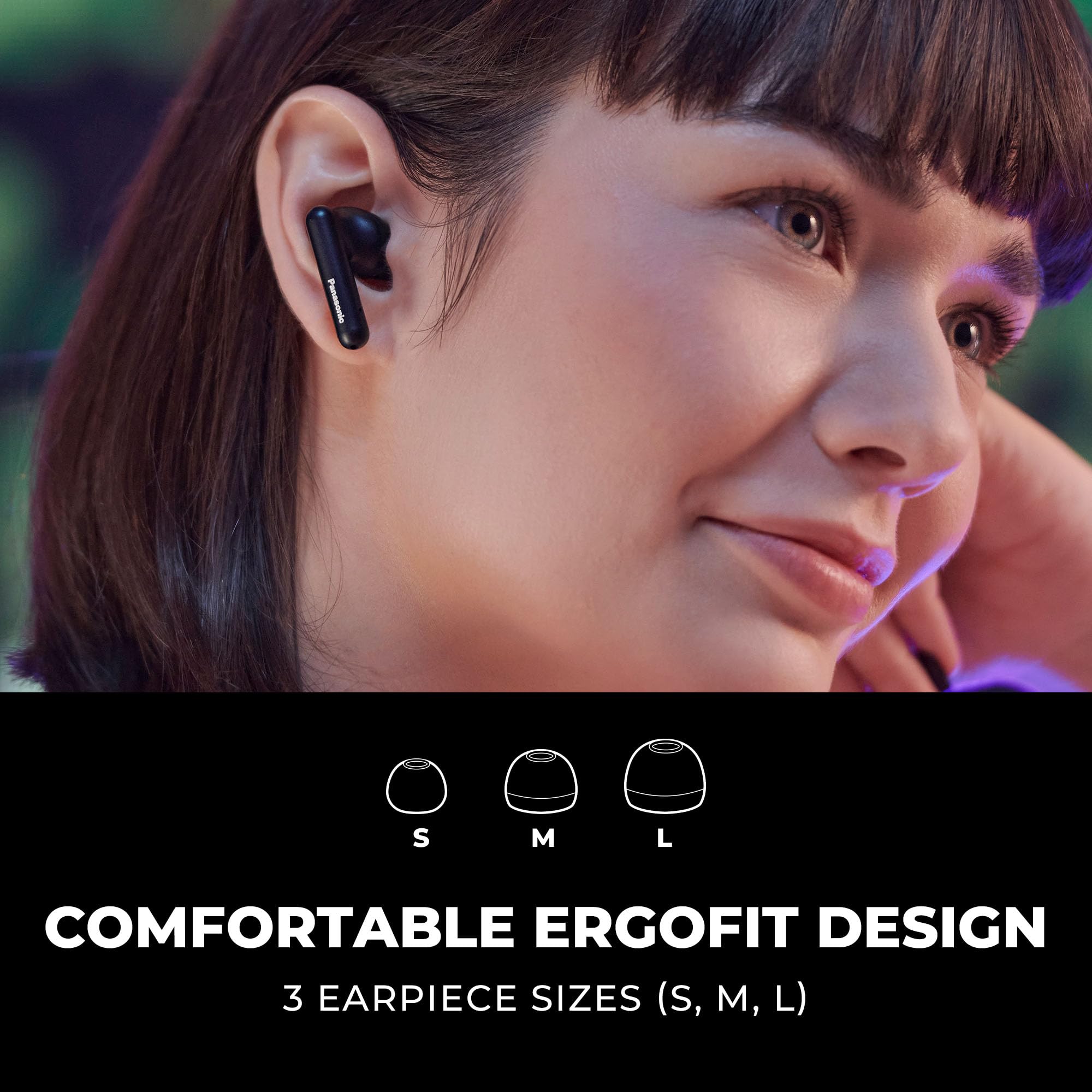 Panasonic ErgoFit True Wireless Earbuds, in Ear Headphones with XBS Powerful Bass, Bluetooth 5.3, Charging Case – RZ-B110W