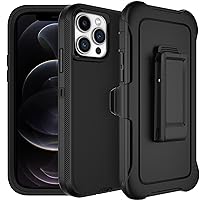 BEASTEK Shockproof iPhone 12 Pro Case, Dustproof Military Grade Heavy Duty Drop Protective Cover with Defensive Belt Clip Holster with 360° Kickstand, for iPhone 12 Pro (6.1'') (Black)