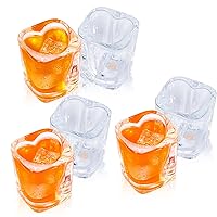 Cocktail Glasses/Liquor Glasses/2oz Heavy Base Shot Glasses Sets of 2/Heart  Shaped Clear Shot Glass/Tequila Shots/Square Shot Glasses/Espresso Shot