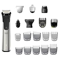 Philips Norelco Multigroom - 21 Piece Men's Grooming Kit for Beard, Body, Face, Nose, Ear Hair Trimmer, Shaver, and Clipper w/Premium Storage Case. NO Blade Oil Needed, MG9510/60