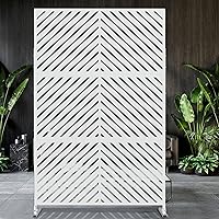 Elevens Metal Outdoor Privacy Screen, Freestanding Outdoor Divider Screen Decorative Privacy Fence Screen for for Balcony Patio,76'' H×47'' W (White-Arrow)