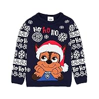 Paw Patrol Christmas Jumper Kids Boys Chase Navy Knitted Xmas Sweater