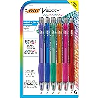 Velocity Mechanical Pencils with Colored Leads, Medium Point (0.7 mm), 6-Count Pack, Perfect for Drawing and Journaling (MV7CP61-AST)