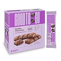 GOOD TO GO Soft Baked Bars - Double Chocolate, 9 Pack - gluten-free, Keto Certified, Paleo Friendly, Low Carb Snacks