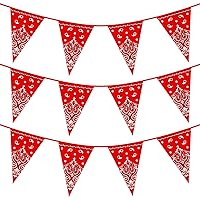 Bandana Pennant Banner Cowboy Themed Party Decoration, 12PCS Red Pennant Flags Western Party Decorations for Wild West Party, Cowgirl Birthday, Country Western Party Decor, 10.8 x 7.5 Inch