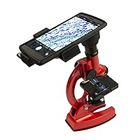 Smart Phone Adaptable Long-Lasting Metal 100X – 900X Microscope with Hard Plastic Carrying Case